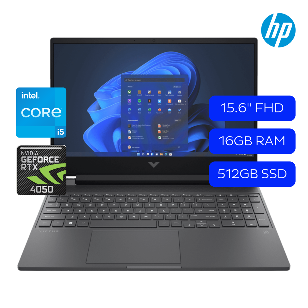 Laptop Gaming HP Victus 15.6 Pulgadas FHD, 144Hz, Intel Core I5-13420H, 16Gb RAM, 512Gb SSD, RTX 4050, Win11 Home, Color Gris Oscuro