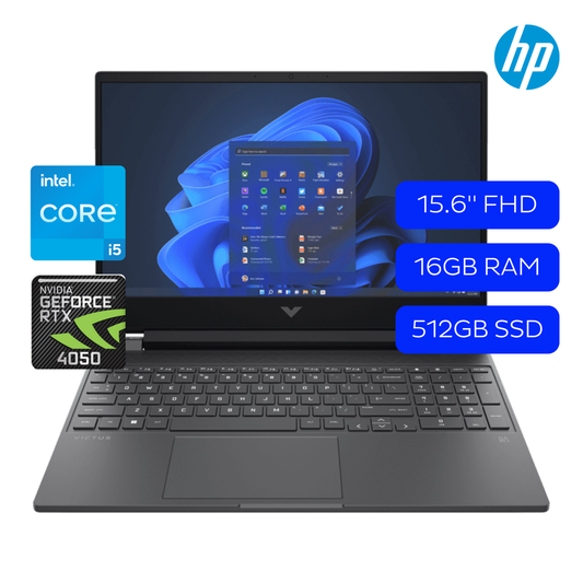 Laptop Gaming HP Victus 15.6 Pulgadas FHD, 144Hz, Intel Core I5-13420H, 16Gb RAM, 512Gb SSD, RTX 4050, Win11 Home, Color Gris Oscuro