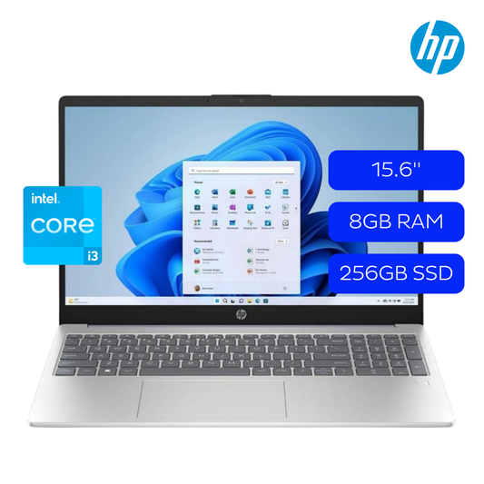 Laptop HP Notebook, 15.6 Pulgadas, Intel Core I3-N305, 8GB RAM, 256GB SSD, Win 11, Color Plata, Teclado En Inglés